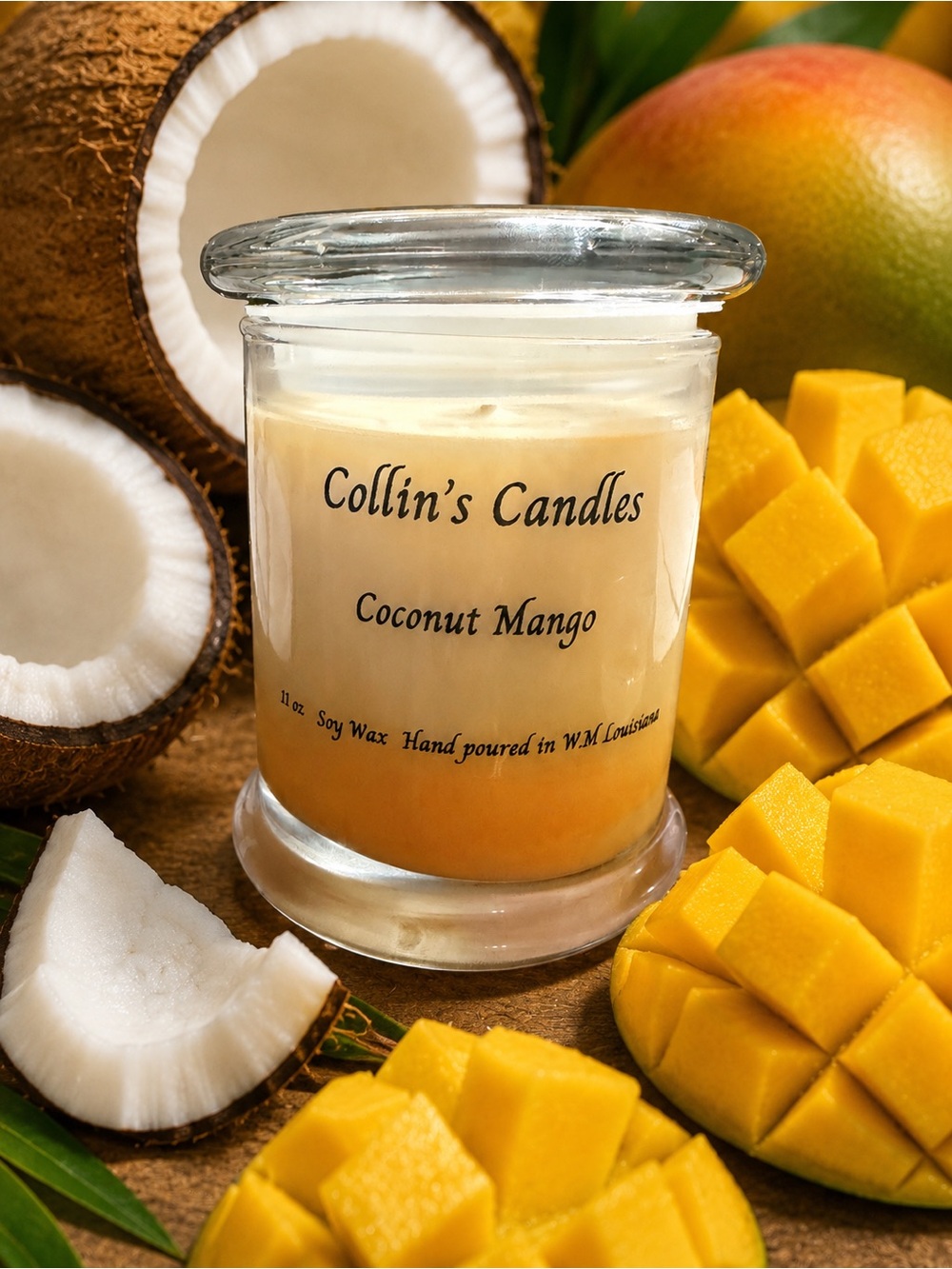 Coconut Mango Scented Candle - Cream & Orange.